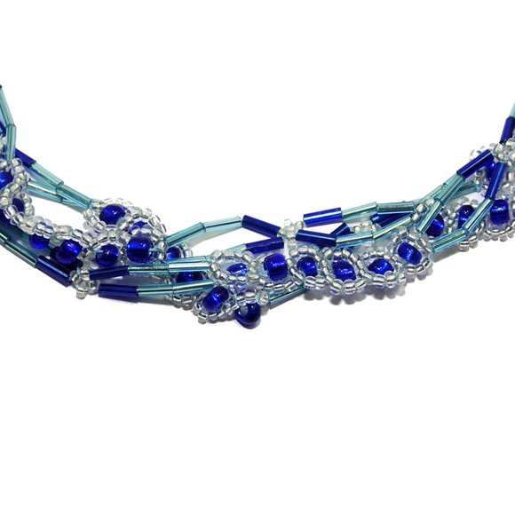 Clear-Blue Mamaie Handcrafted Bead Necklace - Picture 4 of 4